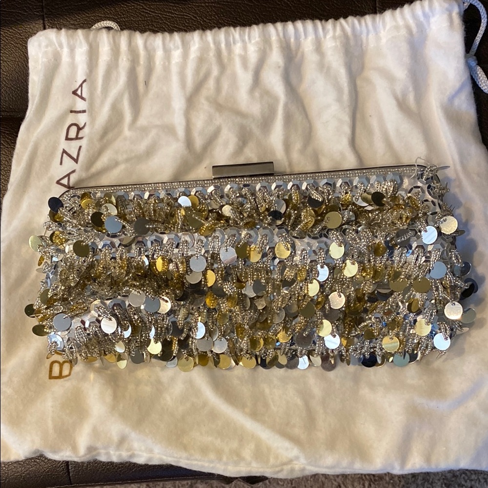 BCBGMaxAzria Silver & Gold Embellished Evening Clutch